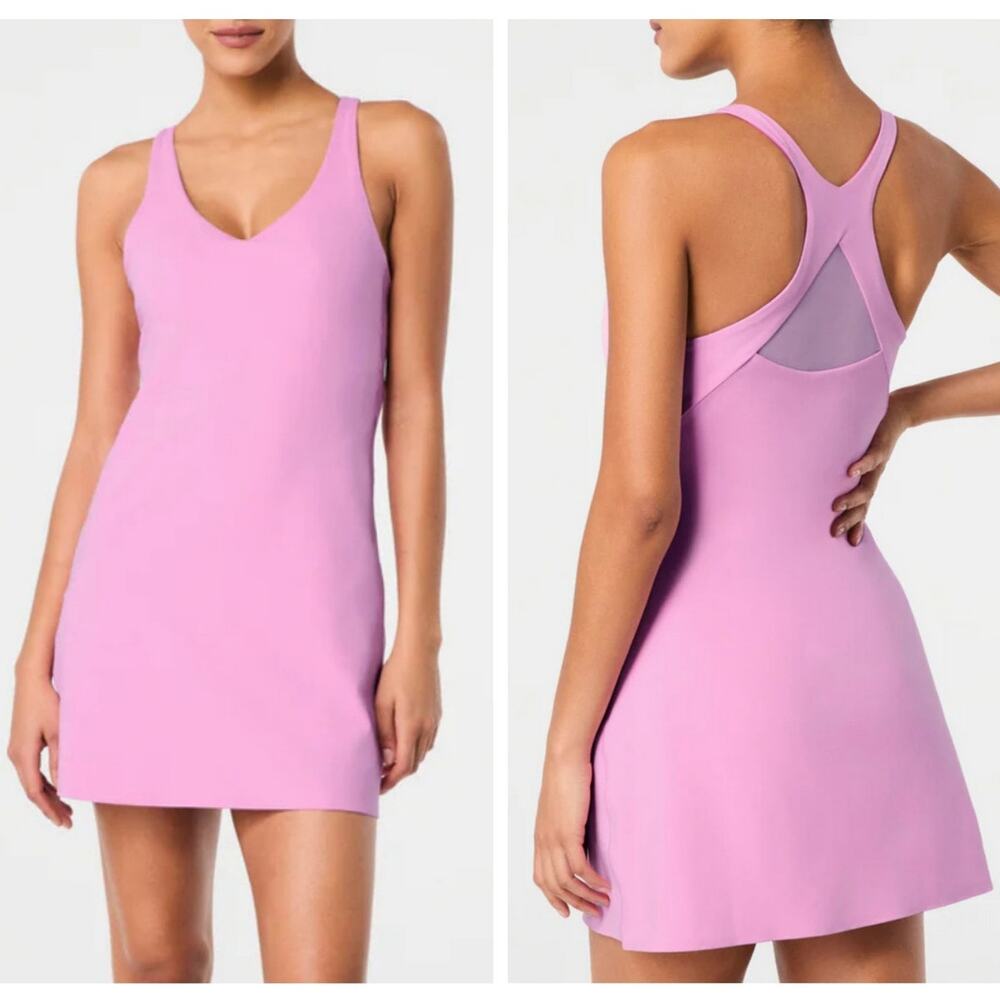 NWT SPANX Booty Boost V Neck Active Dress Petunia Pink size Small